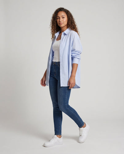 Damen Oversize-Baumwollhemd mit verlängertem Rückenteil Drune