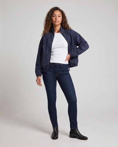 Damen Oversize-Bomberjacke aus Baumwoll-Canvas mit Stehkragen Drune