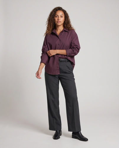 Damen Oversize-Hemdbluse mit Reverskragen und kastiger Boxy-Silhouette Drune