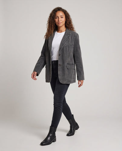 Damen Oversize-Jeansblazer im Vintage-Washed-Look mit aufgesetzten Taschen Drune