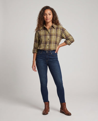 Damen Oversize-kariertes Hemd- und Midirock-Set mit Layering-Croptop Drune