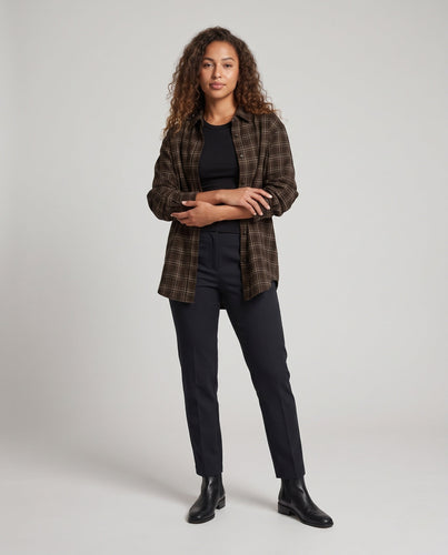 Damen Oversize Karo‑Hemdjacke im Flanell‑Look mit verlängertem Rückenteil Drune