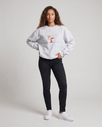 Damen Oversize-Sweatshirt mit Ski-Print und entspannter Dropped-Shoulder-Silhouette Drune