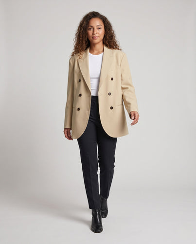 Damen Tailored Boyfriend-Blazer mit verlängertem Rückenteil und kastiger Silhouette Drune