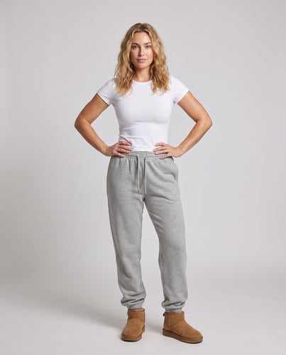 Damen Weiche High‑Waist Jogginghose aus French‑Terry mit weitem Beinschnitt und Kordelzug Drune