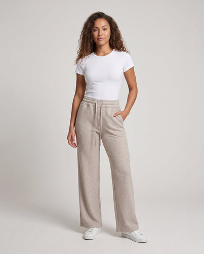 Damen Weite hochtaillierte Loungehose aus weichem Sweat mit Kordelzug Drune