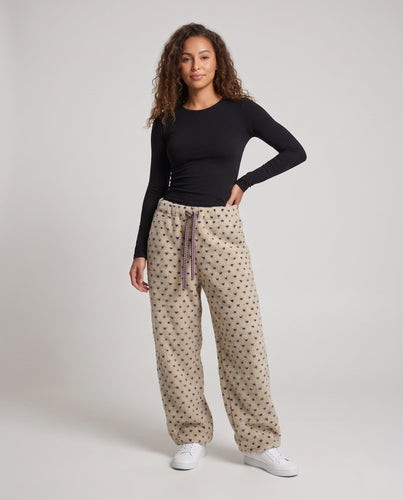 Damen Flauschige Jogginghose mit Herzchen‑Muster, elastischem Bund und dekorativem Kordelzug Drune