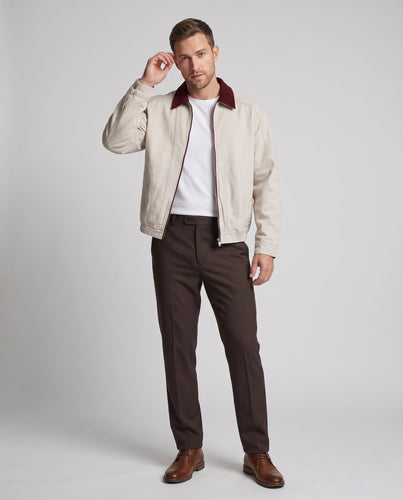 Herren Boxy-Canvas-Blouson mit Kontrast-Cordkragen und elastischem Bund Drune