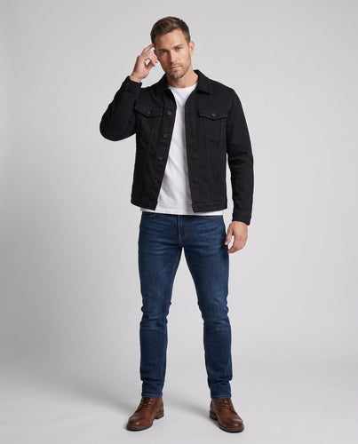 Herren Denimjacke im klassischen Trucker‑Schnitt mit Baumwollmischung und gerade geschnittenem Saum Drune