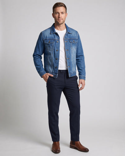 Herren Gefütterte Denim-Workerjacke mit Thermo-Fleece und verstellbarem Saum Drune