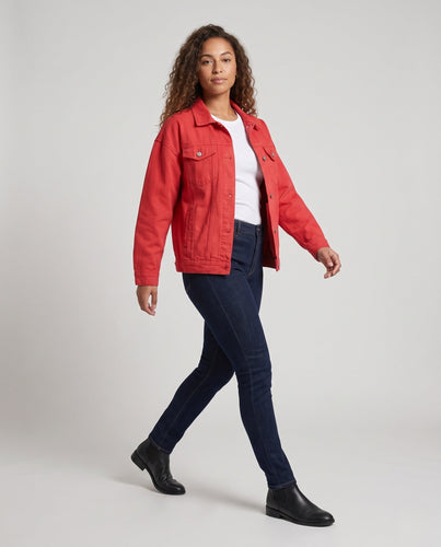 Unisex Oversized Jeansjacke im Boxy‑Schnitt aus Baumwoll‑Denim mit Brusttaschen und Druckknopfleiste Drune