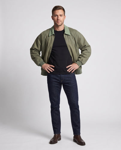 Herren Oversize Bomberjacke mit Kontrastkragen, Eingrifftaschen und Rippbündchen Drune