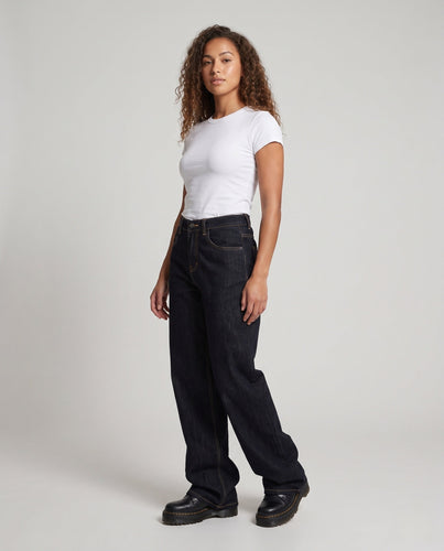 Damen Bodenlange Extraweite Denim-Hose im Maximal-Baggy-Schnitt mit cleanem Five-Pocket-Design Drune
