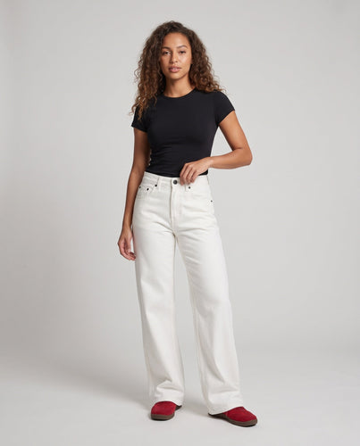 Damen Bodenlange Weite Five-Pocket-Jeans im Palazzo-Stil Drune