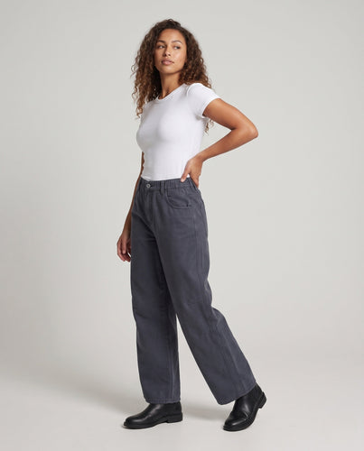 Damen Extraweite Canvas-Baggyhose mit tiefem Schritt und Utility-Details Drune