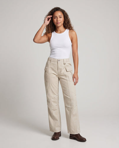 Damen Extraweite Cargo-Flare-Hose mit hoher Taille und Utility-Taschen Drune