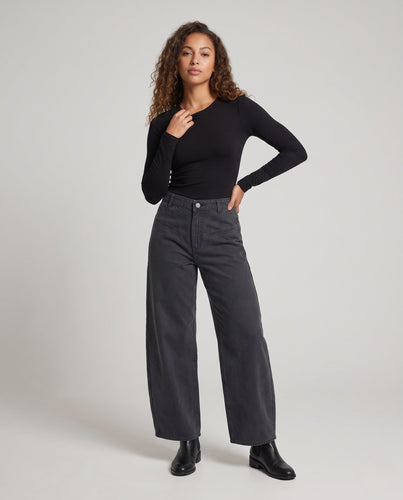 Damen Ultraweite Denim-Palazzo-Jeans mit Komfortbund und soften Saum Drune
