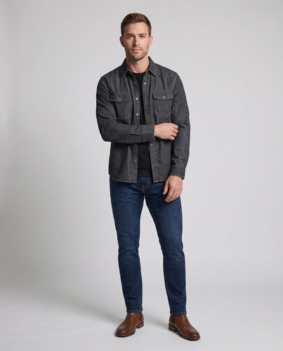 Herren Denim-Overshirt im Relaxed-Fit mit Brustpatten und durchgehender Knopfleiste Drune