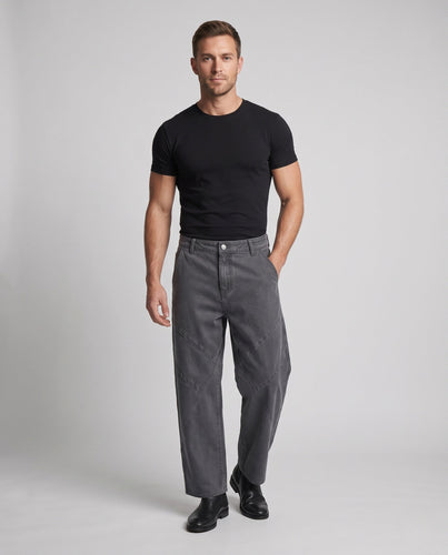 Herren Extraweite Utility-Palazzo-Hose mit markanten Diagonalnähten und tiefem Schritt Drune