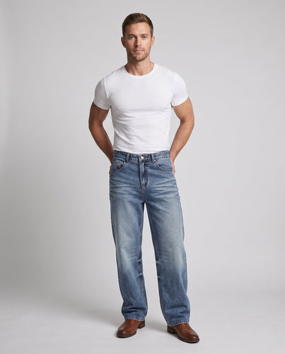 Herren Locker geschnittene Vintage-Jeans mit weitem Bein Drune