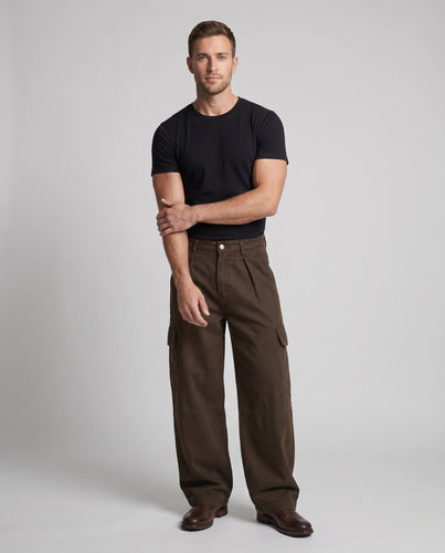 Herren Relaxed-Workwear-Hose aus robustem Canvas mit Kniepaneelen und Mehrfach-Taschen Drune