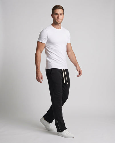 Herren Relaxte Lounge-Sweatpants mit weitem Bein, Bügelfalte und seitlichem Saumreißverschluss Drune