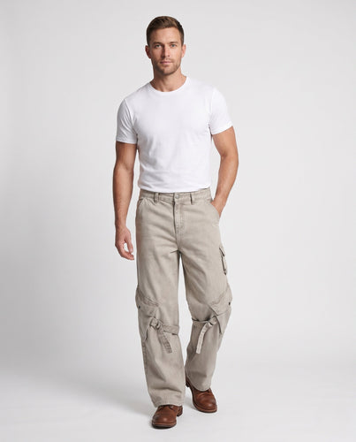 Herren Utility-Cargo-Palazzo-Hose mit D-Ring-Straps und extra weitem Bein Drune