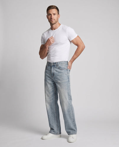 Herren Weit geschnittene Jeanshose mit hoher Taille und Vintage-Waschung Drune