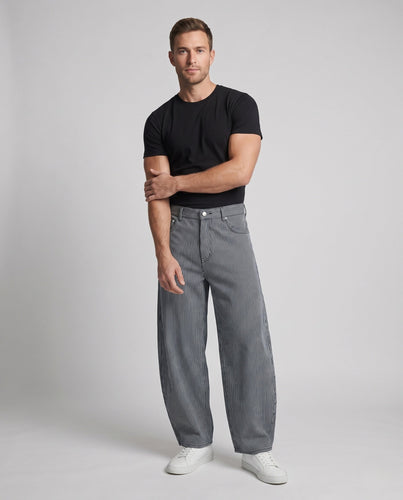 Herren Weit geschnittene Nadelstreifen-Slouch-Hose mit extra weitem Bein Drune