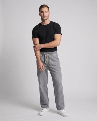Herren weite Baggy-Jeans mit Kordelzug und tiefem Schritt Drune