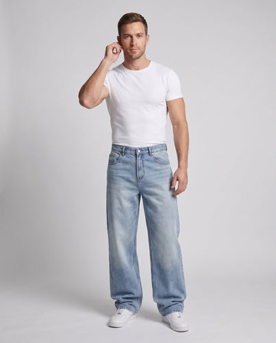 Herren weite Jeanshose mit Vintage-Used-Effekt Drune