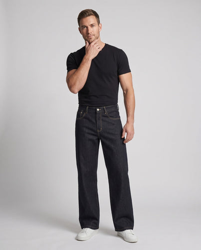 Herren weite Oversized Denimhose im Baggy-Schnitt mit hohem Bund Drune