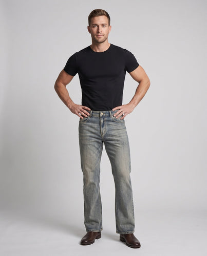 Herren weite Stonewashed-Baggy-Jeans mit verlängertem Saum und dezenter Used-Waschung Drune