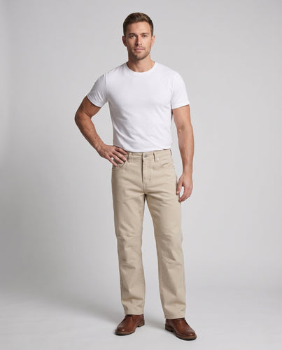 Herren Weite Utility-Twill-Hose mit Knieabnähern und bodenlangem Saum Drune