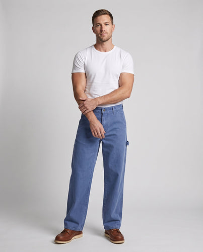 Herren Weite Worker-Denimhose mit Werkzeugschlaufe und hohem Bund Drune