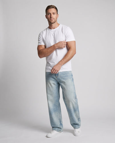 Herren Weitfallende Denim-Palazzo-Jeans mit seitlichen Kontrastpaneelen Drune