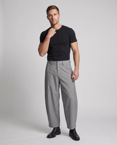 Herren Weitfallende Palazzo‑Hose mit glattem Finish und geradem Bund Drune