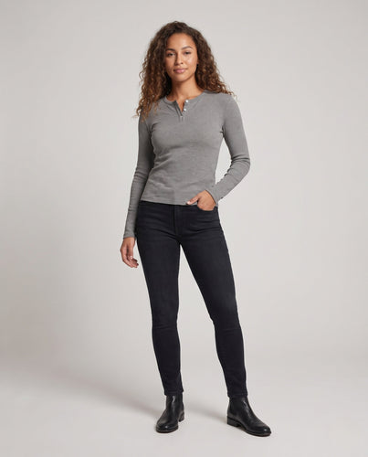 Damen Langärmliges Thermo-Waffelshirt mit Henley-Knopfleiste Drune