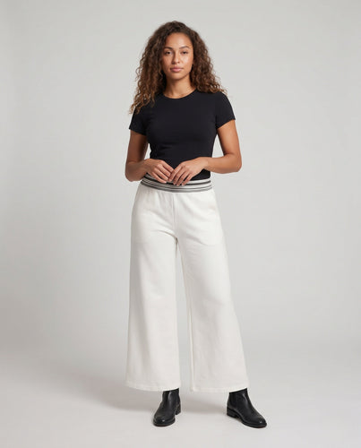 Damen weite Culotte-Jogginghose mit gestreiftem Komfortbund und Eingrifftaschen Drune