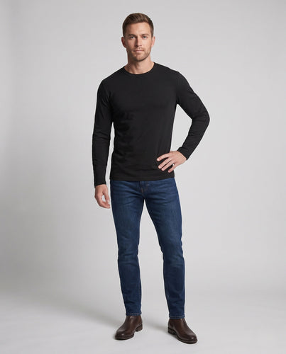Herren Langarm-Basics-Shirt aus Baumwoll-Jersey mit Rundhalsausschnitt Drune