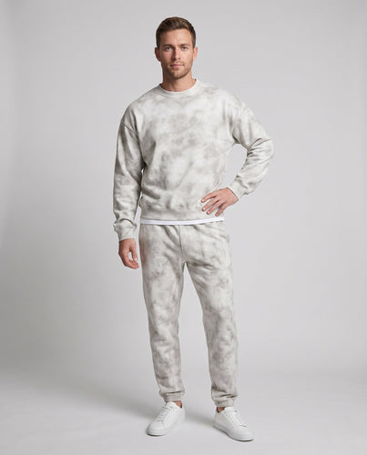 Herren Oversize-Sweatshirt mit tonigem Batik-Effekt und Rundhalsausschnitt Drune