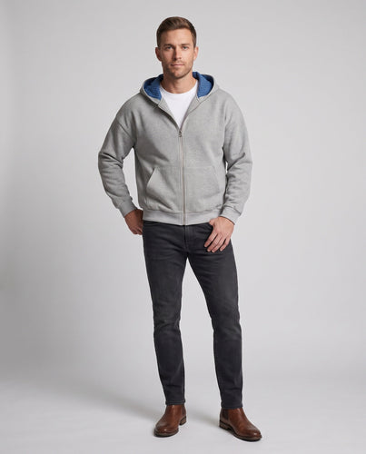 Unisex Oversize-Kapuzenjacke mit durchgehendem Reißverschluss und kariertem Kapuzenfutter Drune