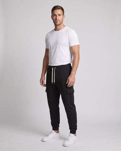 Herren Cargo-Jogginghose mit Kordelzug, elastischem Bund und aufgesetzten Klappentaschen Drune