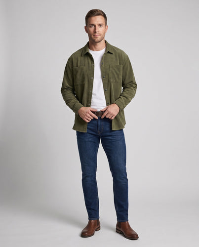 Herren Cord-Overshirt mit Druckknöpfen, Oversized-Passform und Brusttaschen Drune