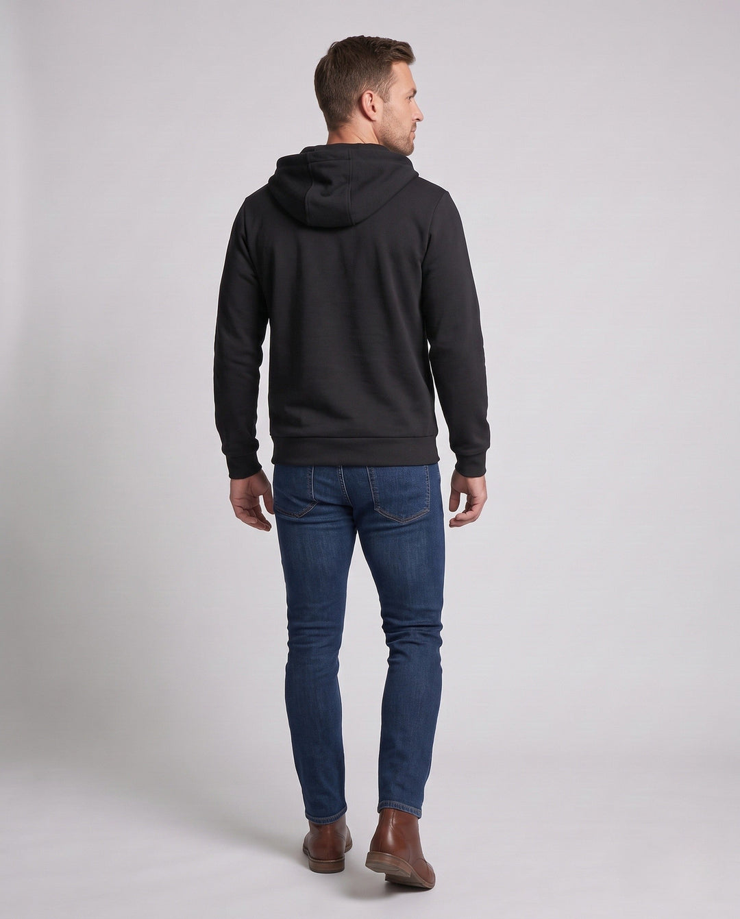 Herren Halbzip-Kapuzenpullover mit Kontrastkordeln und strukturierter Brustnaht Drune