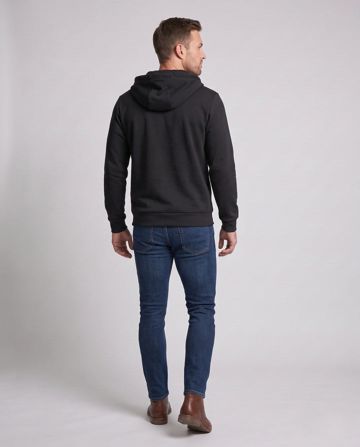 Herren Halbzip-Kapuzenpullover mit Kontrastkordeln und strukturierter Brustnaht Drune