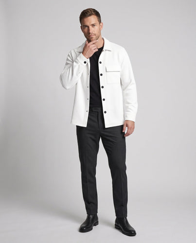 Herren Leichtes Struktur-Overshirt mit Kordelstruktur, aufgesetzter Brusttasche und verdeckter Druckknopfleiste Drune