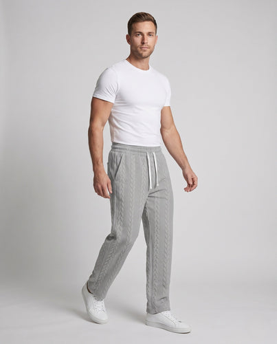 Herren Locker geschnittene Strick-Jogginghose mit Zopfmuster Drune