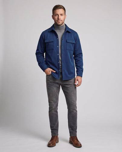 Herren Overshirt-Jacke aus angerauter Microfaser mit Brustklappen Drune
