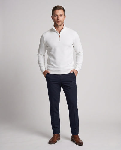 Herren Strukturierter Halbzip-Strickpullover mit Stehkragen Drune